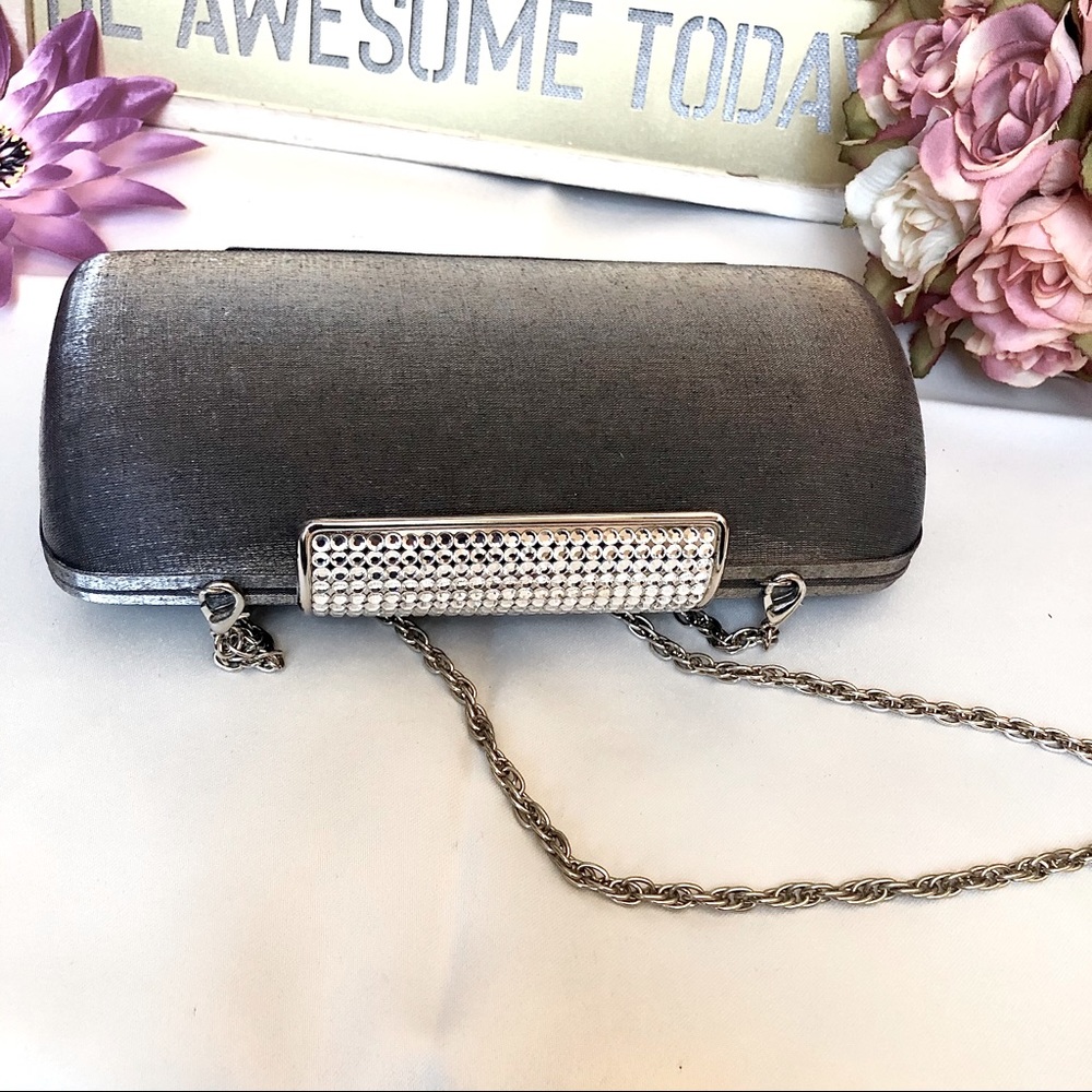 Women Crystal/Metal Clasp Cocktail Clutch Bag